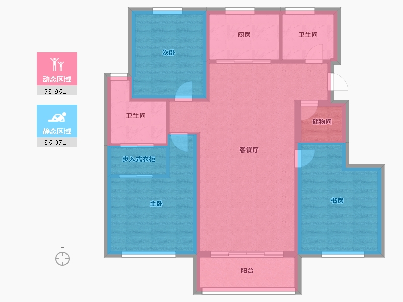 天津-天津市-中建新丽壹号1号楼,7号楼建面100m²-79.99-户型库-动静分区