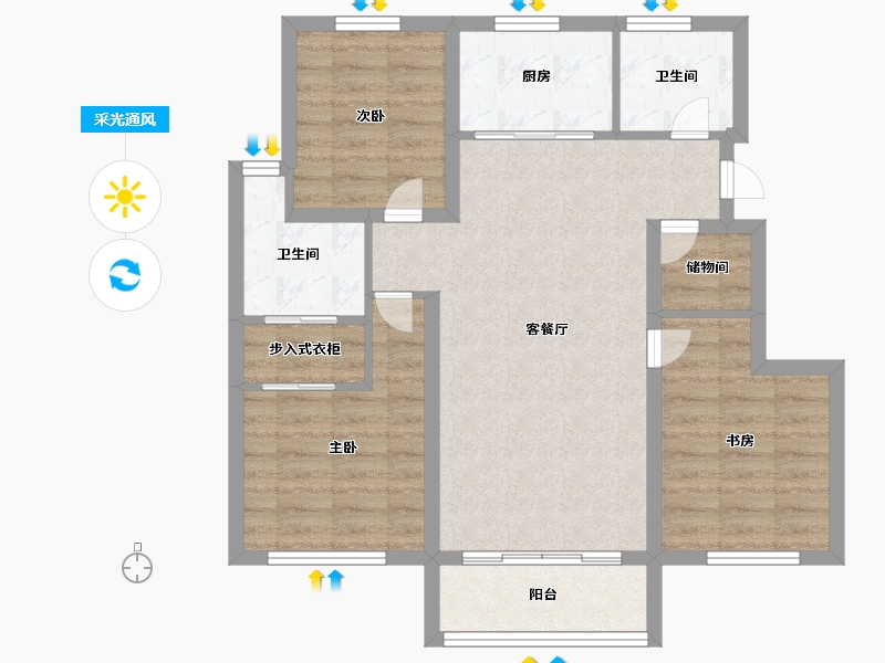 天津-天津市-中建新丽壹号1号楼,7号楼建面100m²-79.99-户型库-采光通风