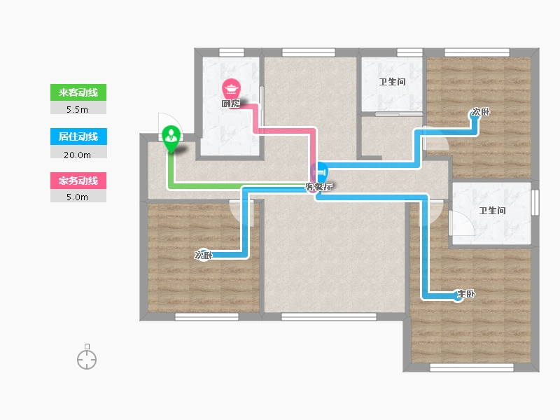 天津-天津市-中海国际公园城建面112m²-89.60-户型库-动静线