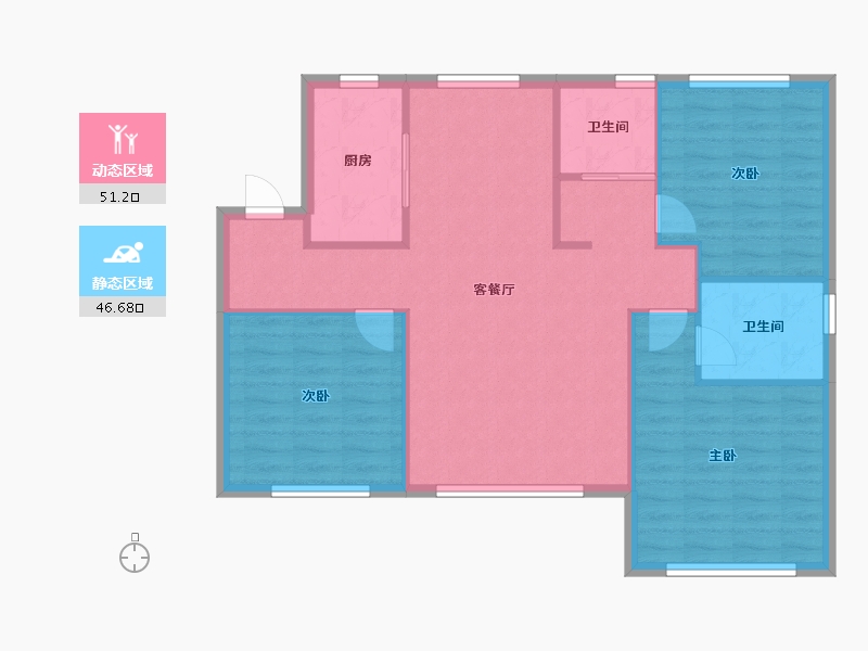 天津-天津市-中海国际公园城建面112m²-89.60-户型库-动静分区