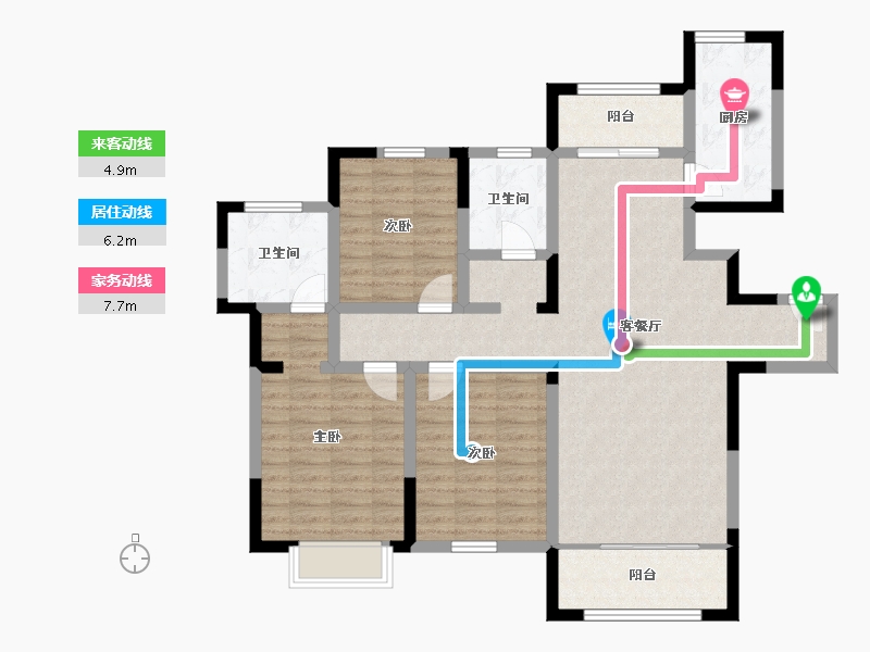 天津-天津市-钱隆学府鸿儒新园10号楼,鸿儒新园11号楼,鸿儒新园12号楼,鸿儒新园13号楼,鸿儒-107.70-户型库-动静线