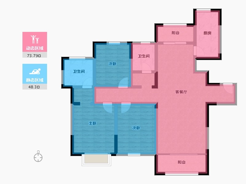 天津-天津市-钱隆学府鸿儒新园10号楼,鸿儒新园11号楼,鸿儒新园12号楼,鸿儒新园13号楼,鸿儒-107.70-户型库-动静分区