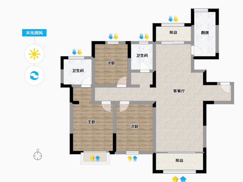 天津-天津市-钱隆学府鸿儒新园10号楼,鸿儒新园11号楼,鸿儒新园12号楼,鸿儒新园13号楼,鸿儒-107.70-户型库-采光通风