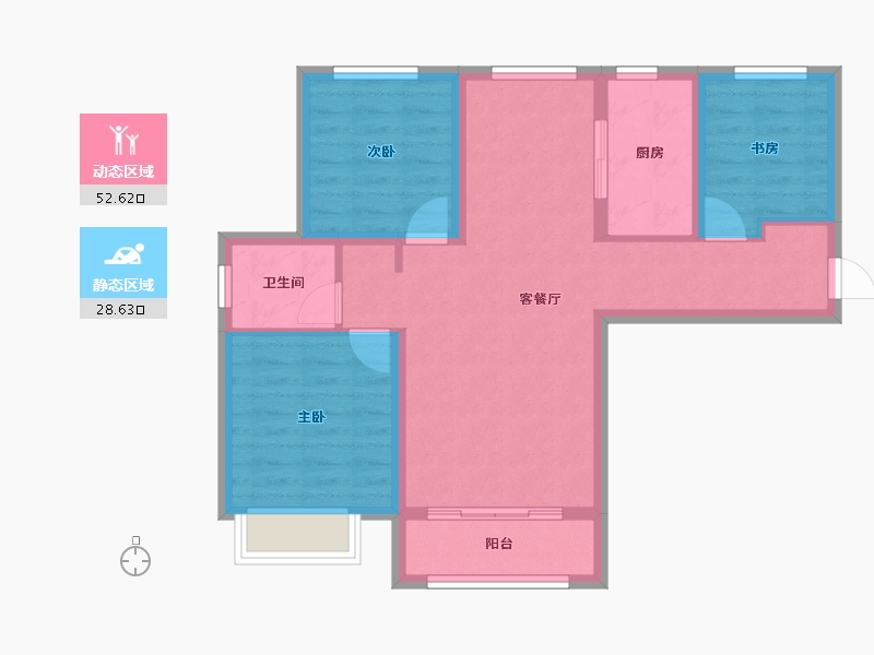 天津-天津市-大唐盛世唐晟雅苑47栋,唐晟雅苑48栋建面105m²-72.13-户型库-动静分区