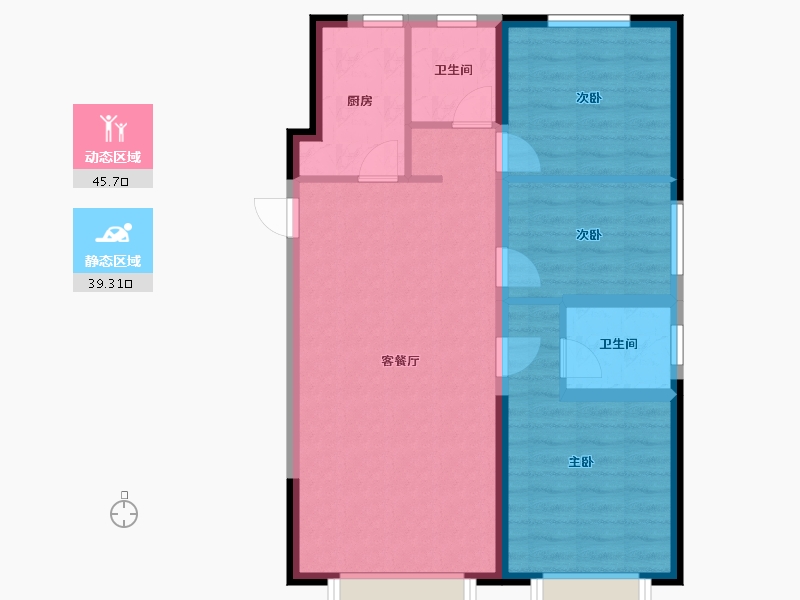 天津-天津市-大唐盛世唐玺雅苑4号楼,建面115m²-76.29-户型库-动静分区