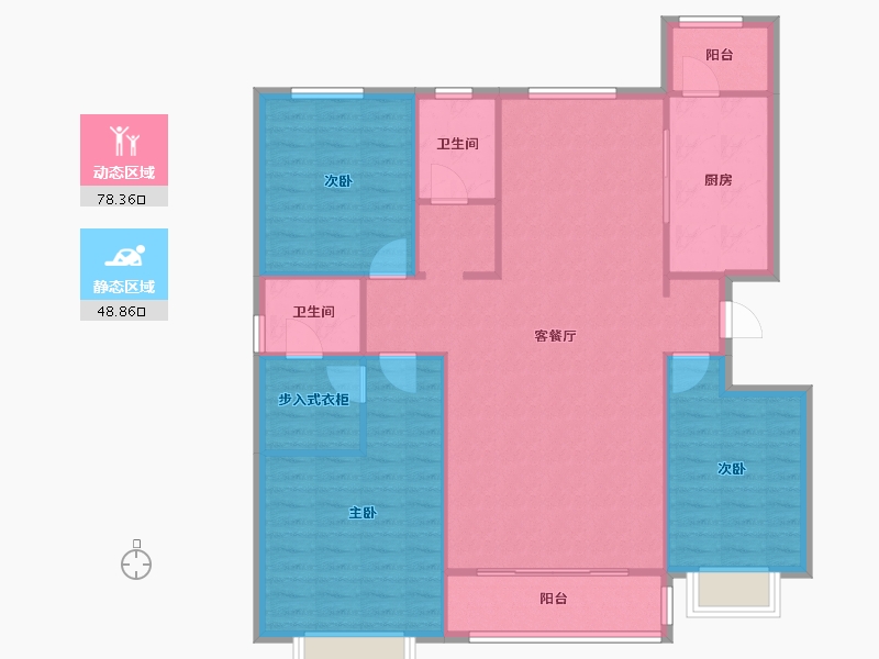 天津-天津市-沽上江南48号楼,沽上江南城46号楼,沽上江南城50号楼建面155m²-117.07-户型库-动静分区