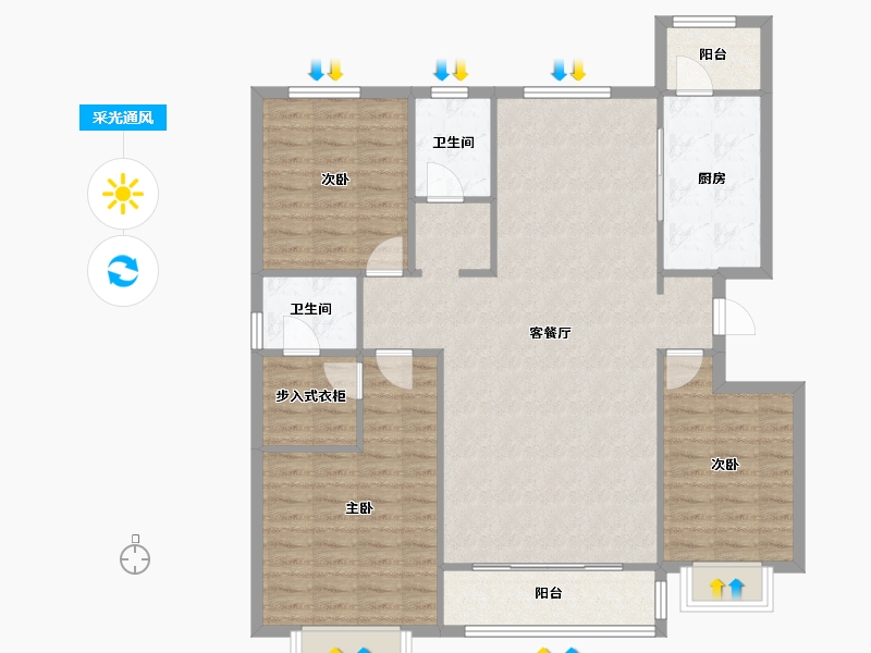 天津-天津市-沽上江南48号楼,沽上江南城46号楼,沽上江南城50号楼建面155m²-117.07-户型库-采光通风