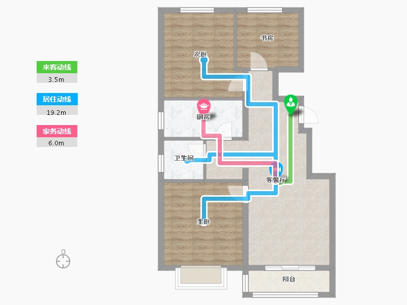 天津-天津市-龙湖紫宸建面101m²-74.63-户型库-动静线