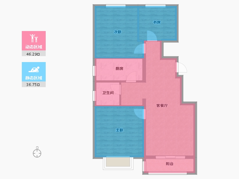 天津-天津市-龙湖紫宸建面101m²-74.63-户型库-动静分区