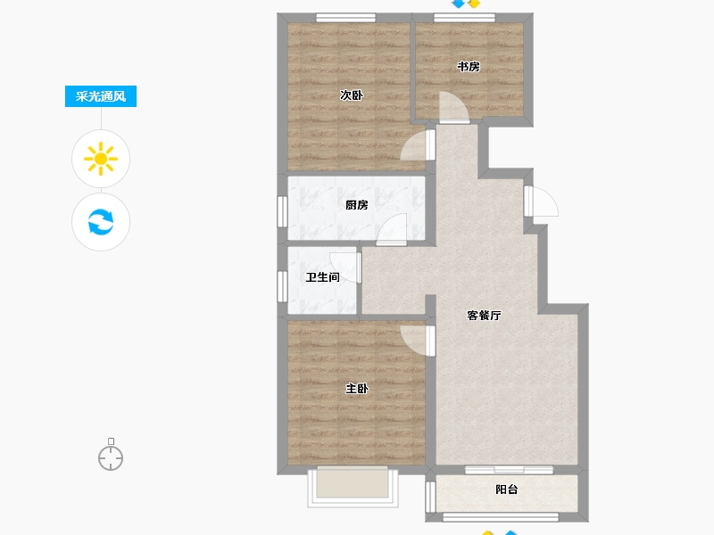 天津-天津市-龙湖紫宸建面101m²-74.63-户型库-采光通风