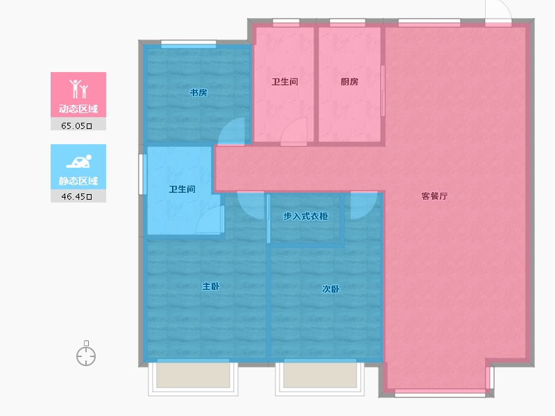 天津-天津市-富力又一城合居园3号楼,合居园4号楼,合居园5号楼,合居园14号楼,合居园15号楼-102.63-户型库-动静分区