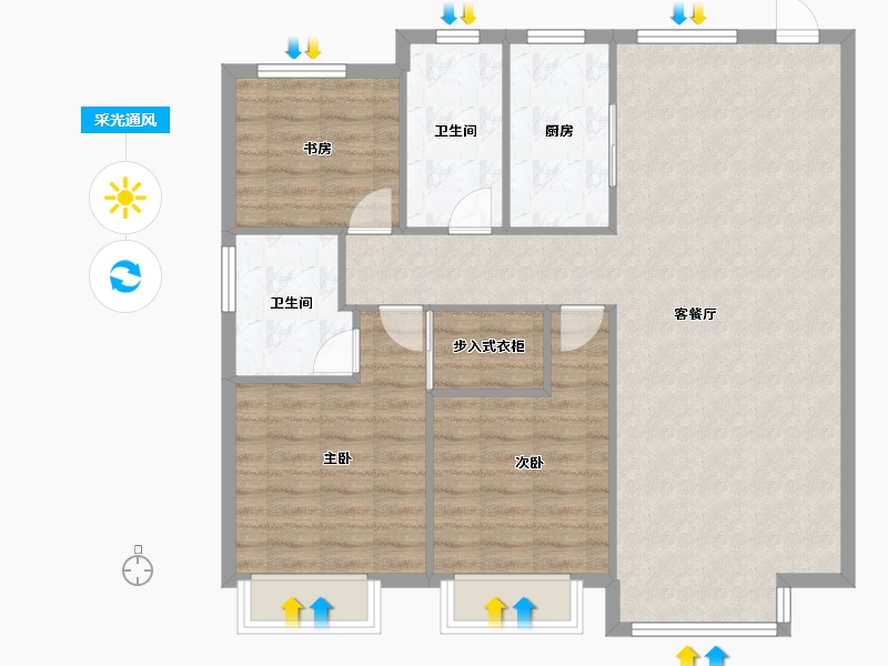 天津-天津市-富力又一城合居园3号楼,合居园4号楼,合居园5号楼,合居园14号楼,合居园15号楼-102.63-户型库-采光通风