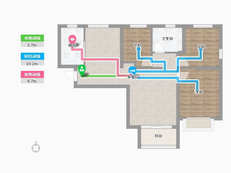 天津-天津市-恒大悦府恒悦华府46号楼建面110m²-71.26-户型库-动静线