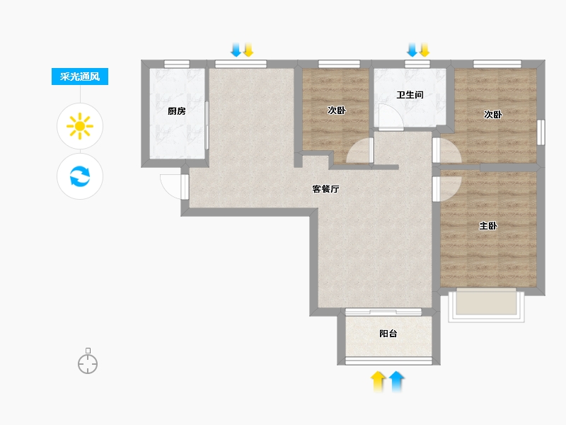 天津-天津市-恒大悦府恒悦华府46号楼建面110m²-71.26-户型库-采光通风