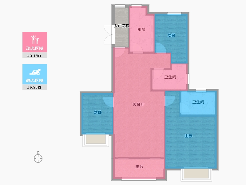 天津-天津市-恒大悦府恒悦华府16号楼,恒悦华府45栋建面118m²-84.48-户型库-动静分区