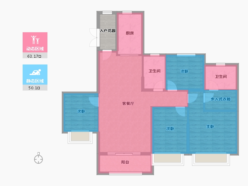 天津-天津市-恒大悦府恒悦华府16号楼,建面145m²-105.83-户型库-动静分区