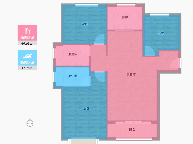 天津-天津市-首创禧悦翠庭26号楼,27号楼建面109m²-76.67-户型库-动静分区