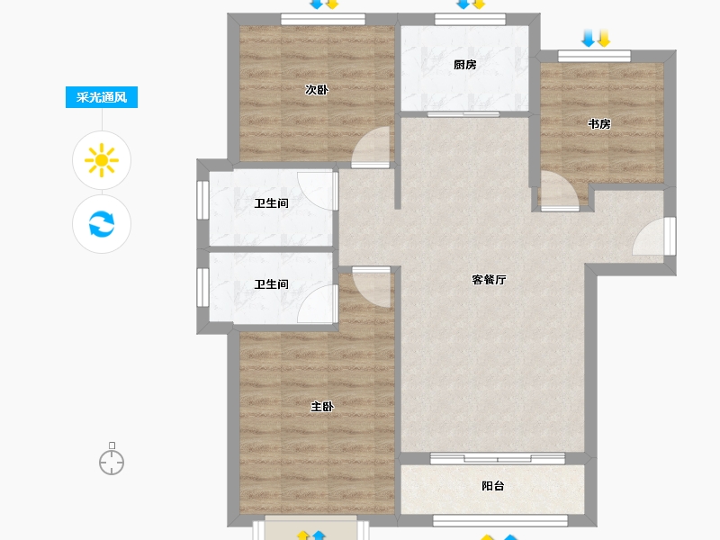 天津-天津市-首创禧悦翠庭26号楼,27号楼建面109m²-76.67-户型库-采光通风