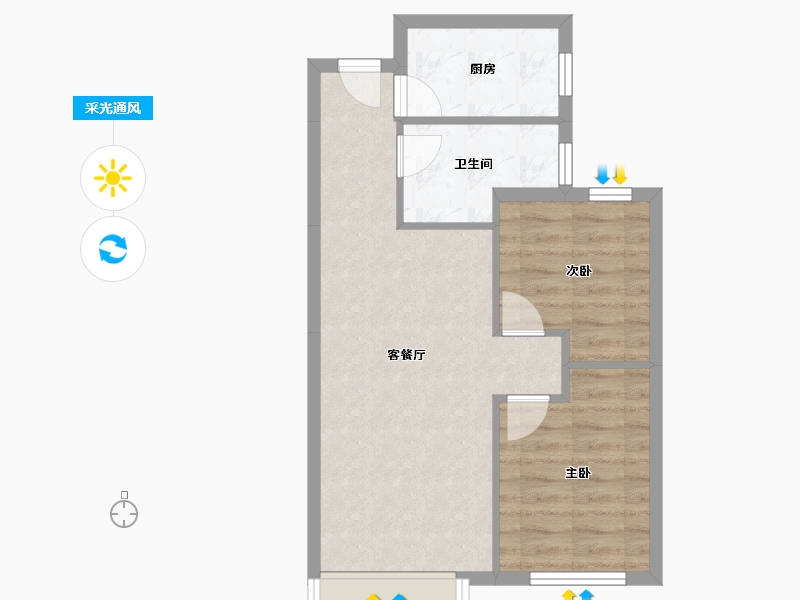 天津-天津市-首创禧悦翠庭22号楼,悦嘉新苑25号楼建面79m²-53.82-户型库-采光通风