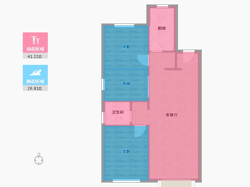 天津-天津市-首创禧悦翠庭22号楼,悦嘉新苑25号楼建面89m²-61.68-户型库-动静分区