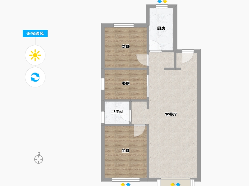 天津-天津市-首创禧悦翠庭22号楼,悦嘉新苑25号楼建面89m²-61.68-户型库-采光通风