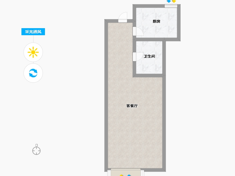 天津-天津市-新城和兴府惠璟花园11号楼建面60m²-47.87-户型库-采光通风