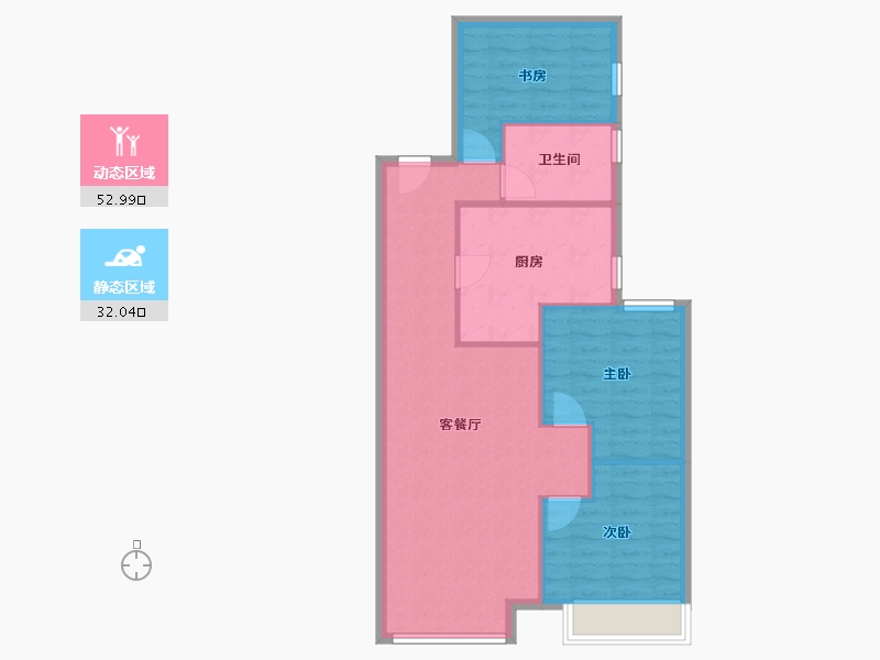 天津-天津市-富力又一城合茂园22号楼,合茂园23号楼,合茂园21号楼,合茂园1号楼,合茂园2号楼-77.29-户型库-动静分区