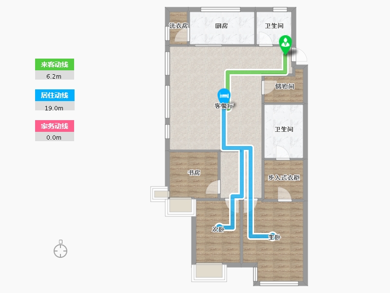 天津-天津市-富力又一城合居园1号楼,合居园2号楼建面135m²-98.85-户型库-动静线