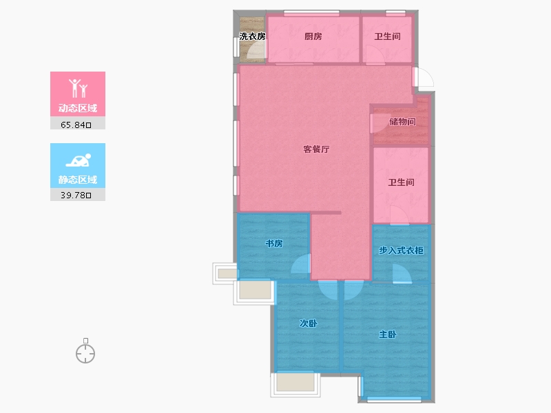 天津-天津市-富力又一城合居园1号楼,合居园2号楼建面135m²-98.85-户型库-动静分区