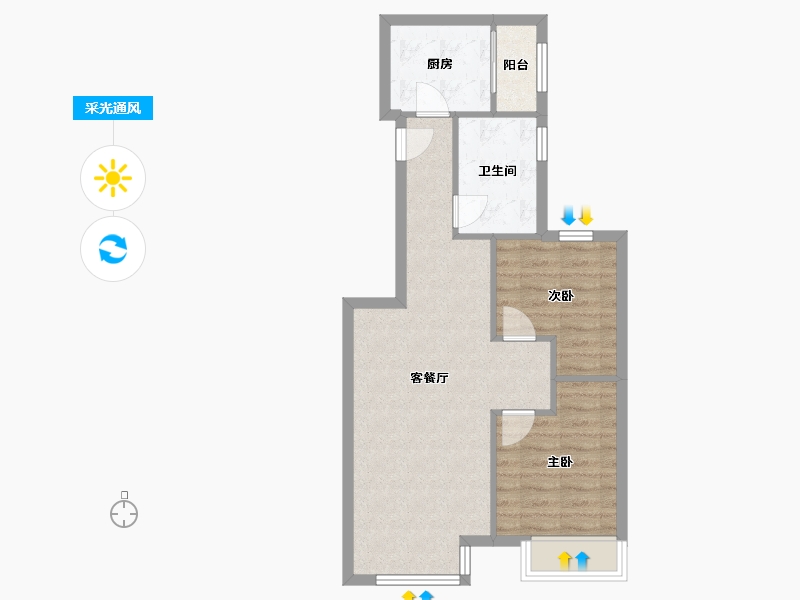 天津-天津市-富力又一城合茂园4号楼,合茂园5号楼,合茂园6号楼,合茂园7号楼建面89m²-61.01-户型库-采光通风