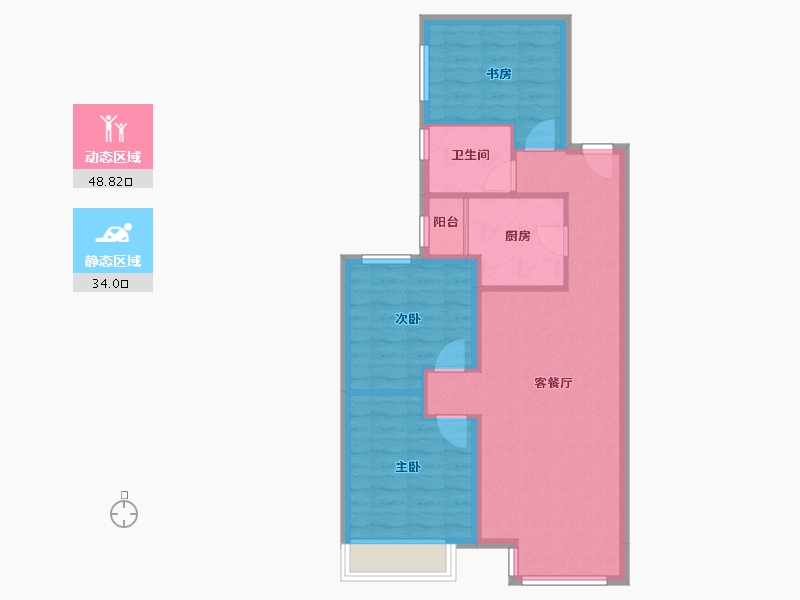 天津-天津市-富力又一城合茂园6号楼,合茂园7号楼建面111m²-74.33-户型库-动静分区