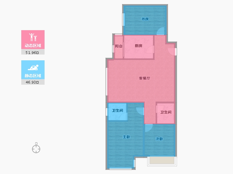 天津-天津市-富力又一城合茂园22号楼,合茂园23号楼,合茂园21号楼,合茂园1号楼,合茂园2号楼-90.42-户型库-动静分区