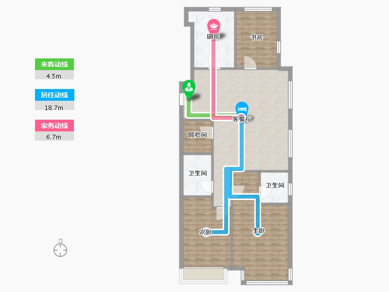 天津-天津市-富力又一城合茂园6号楼,合茂园7号楼,建面146m²-101.16-户型库-动静线