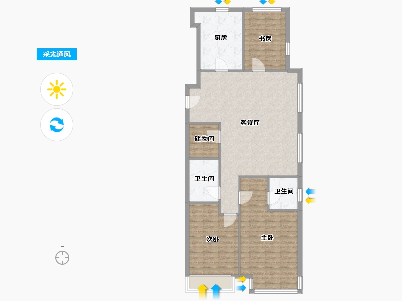 天津-天津市-富力又一城合茂园6号楼,合茂园7号楼,建面146m²-101.16-户型库-采光通风