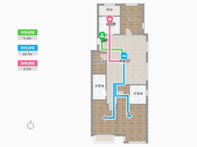 天津-天津市-富力又一城合茂园4号楼,合茂园5号楼,建面148m²-99.25-户型库-动静线