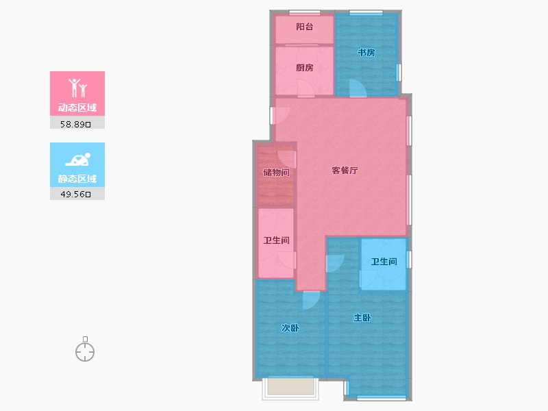 天津-天津市-富力又一城合茂园4号楼,合茂园5号楼,建面148m²-99.25-户型库-动静分区