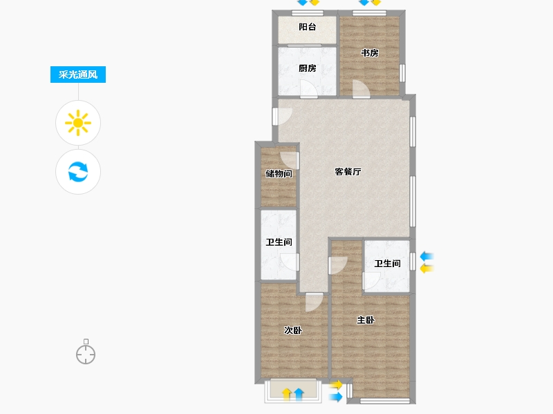 天津-天津市-富力又一城合茂园4号楼,合茂园5号楼,建面148m²-99.25-户型库-采光通风