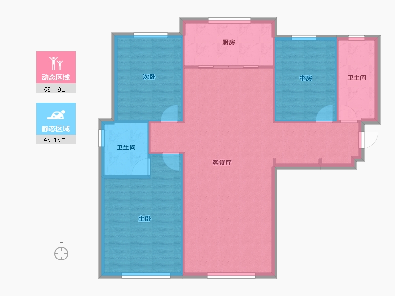 天津-天津市-融创星耀五洲枫情阳光城162号楼建面125m²-100.00-户型库-动静分区