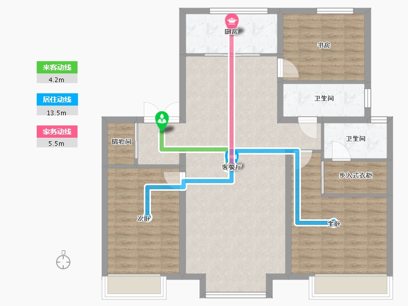 天津-天津市-富力又一城合茂园6号楼,合茂园10号楼合居园8号楼,建面143m²-103.70-户型库-动静线