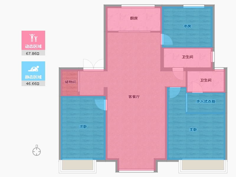 天津-天津市-富力又一城合茂园6号楼,合茂园10号楼合居园8号楼,建面143m²-103.70-户型库-动静分区