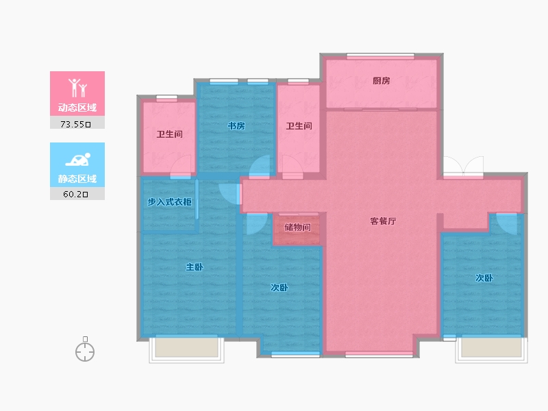 天津-天津市-富力又一城合茂园6号楼,合茂园10号楼合居园8号楼,建面171m²-120.49-户型库-动静分区