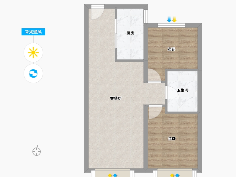 天津-天津市-融创星耀五洲鹭洲湾13号楼,鹭洲湾14号楼建面82m²-55.17-户型库-采光通风