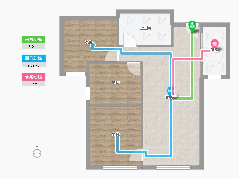 天津-天津市-融创星耀五洲澜海庄园20号楼,澜海庄园21号楼,澜海庄园22号楼,枫情阳光城161号楼-67.30-户型库-动静线