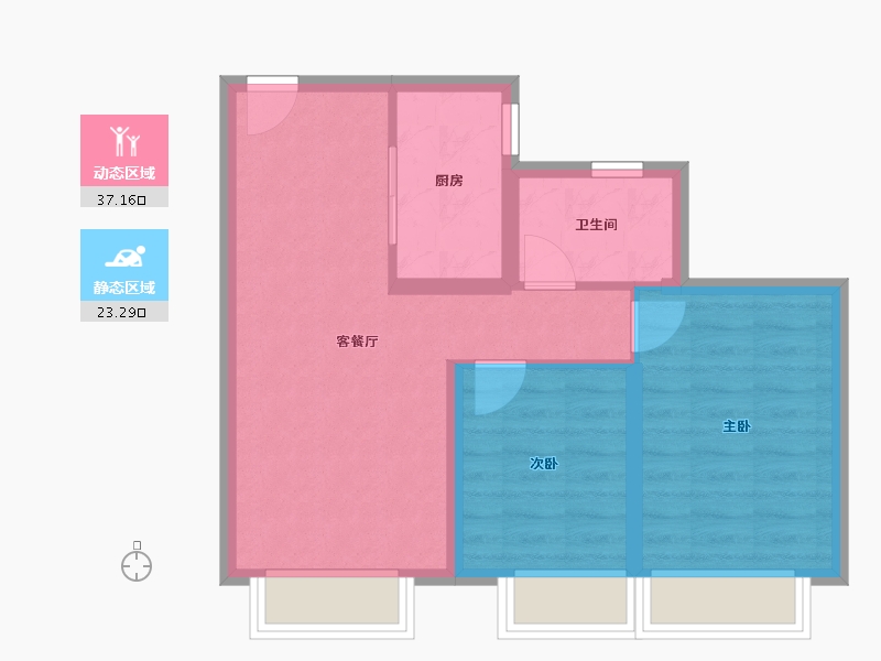 天津-天津市-融创星耀五洲鹭洲湾15号楼,建面85m²-53.62-户型库-动静分区