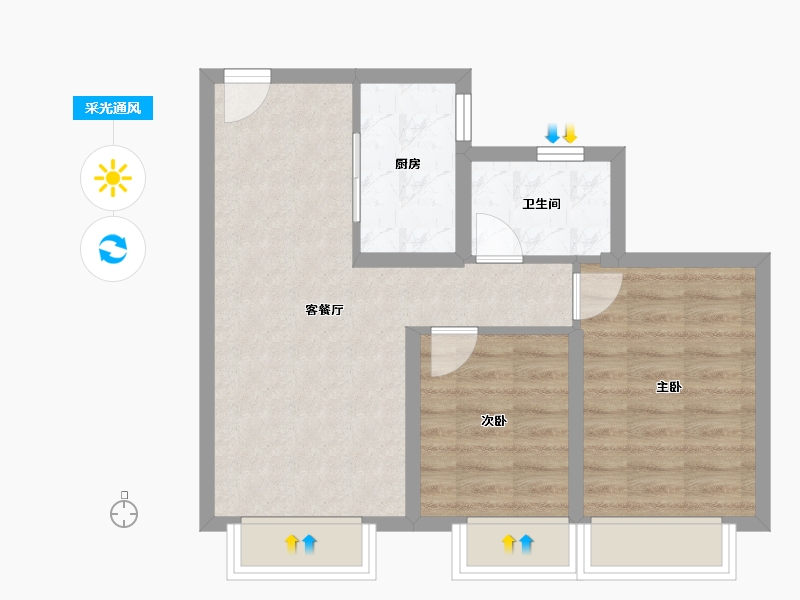 天津-天津市-融创星耀五洲鹭洲湾15号楼,建面85m²-53.62-户型库-采光通风