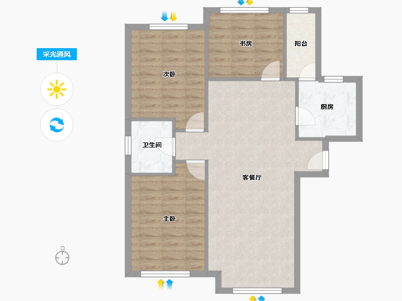 天津-天津市-象博豪庭1号楼建面116m²-81.96-户型库-采光通风