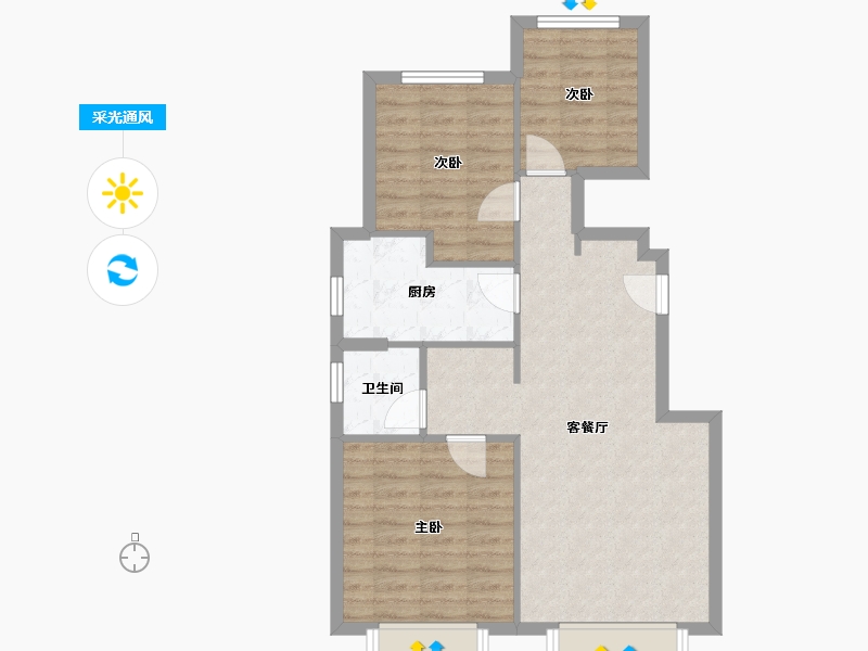 天津-天津市-公园里朗逸花园1号楼,朗逸花园2号楼,朗逸花园18号楼,朗逸花园5号楼,朗逸花园6号-72.00-户型库-采光通风