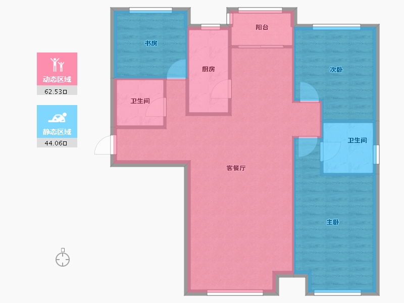 天津-天津市-象博豪庭1号楼,12号楼,14号楼建面133m²-97.56-户型库-动静分区