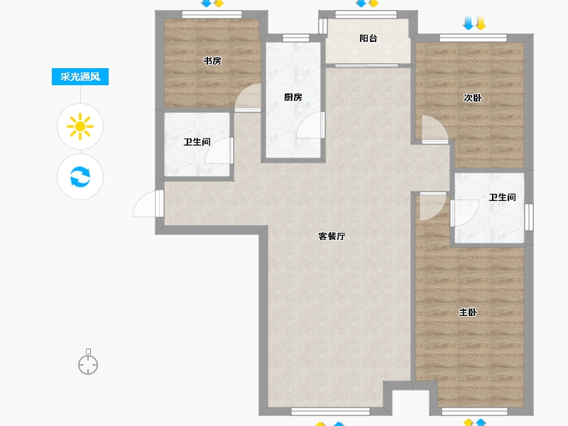 天津-天津市-象博豪庭1号楼,12号楼,14号楼建面133m²-97.56-户型库-采光通风