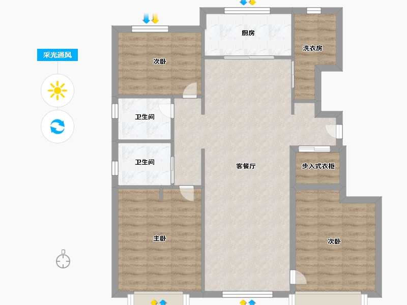 天津-天津市-公园里9号楼,朗逸花园21号楼,朗逸花园25号楼,朗逸花园26号楼,朗逸花园27号楼-91.99-户型库-采光通风